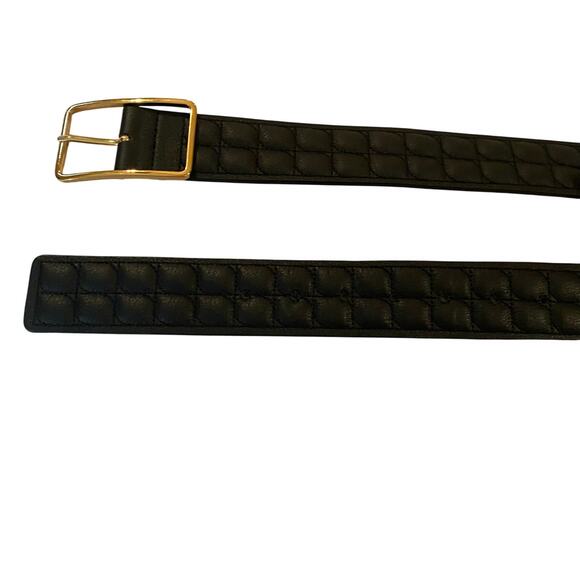 B-Low The Belt Quilted Black Leather Gold Buckle Belt Made in Italy Medium - Picture 3 of 5